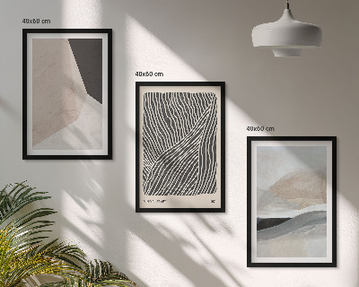 Bilder-3er-set mit rahmen Abstrakte Muster in Beige und Grau