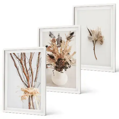 Gerahmtes Bilderset mit minimalistischen Blumenzweigen