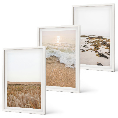 Gerahmtes bilderset Strandwellen, Steine, Sommer