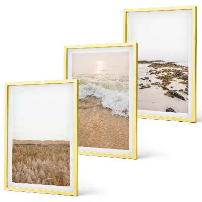 Gerahmtes bilderset Strandwellen, Steine, Sommer