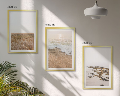 Gerahmtes bilderset Strandwellen, Steine, Sommer
