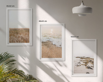 Gerahmtes bilderset Strandwellen, Steine, Sommer