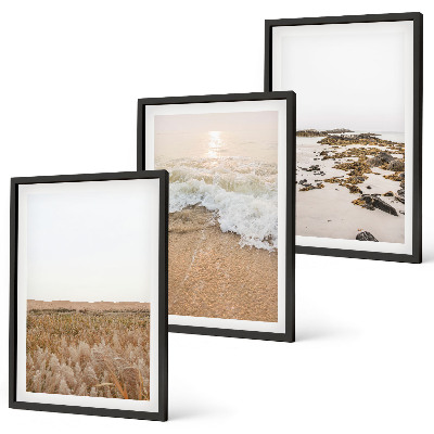Gerahmtes bilderset Strandwellen, Steine, Sommer