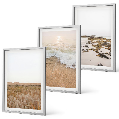 Gerahmtes bilderset Strandwellen, Steine, Sommer