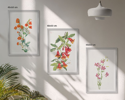 Gerahmtes bilderset Vintage-Retro-Blumenmalerei