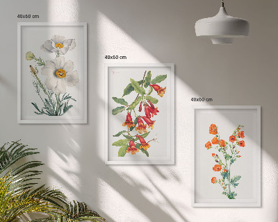 Bilder-3er-set mit rahmen Retro-Blumenarrangements