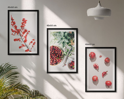 Bilder-3er-set mit rahmen Minimalismus der roten Früchte von Pflanzen