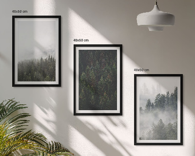 Gerahmtes bilderset Grüne Wälder Nebel Natur