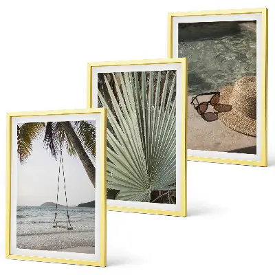 Gerahmtes Bilderset mit Strandschaukel und Blättermotiv