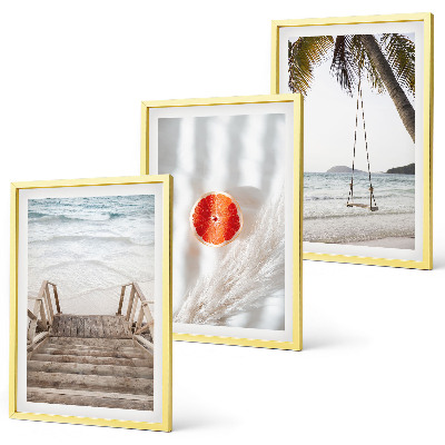 Bilder-3er-set mit rahmen Strandtreppe aus Holz, Urlaub