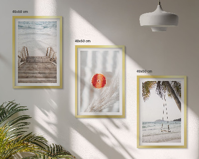 Bilder-3er-set mit rahmen Strandtreppe aus Holz, Urlaub