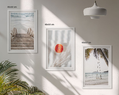 Bilder-3er-set mit rahmen Strandtreppe aus Holz, Urlaub
