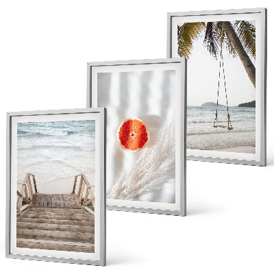 Bilder-3er-set mit rahmen Strandtreppe aus Holz, Urlaub