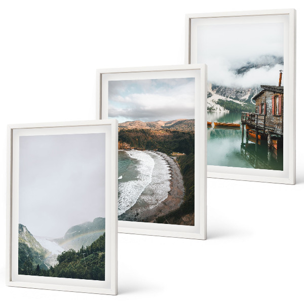 Gerahmtes bilderset Berge, Strand, Wolken, Wasser