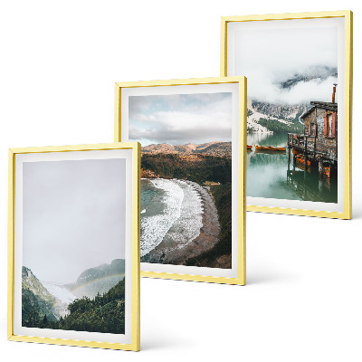Gerahmtes bilderset Berge, Strand, Wolken, Wasser