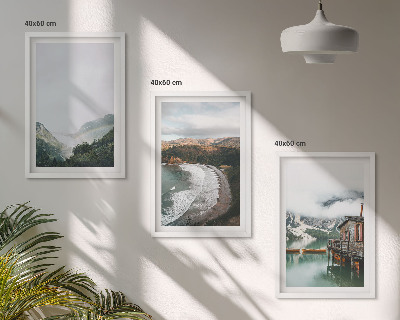 Gerahmtes bilderset Berge, Strand, Wolken, Wasser