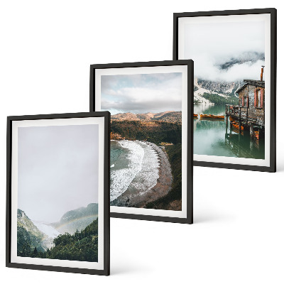 Gerahmtes bilderset Berge, Strand, Wolken, Wasser
