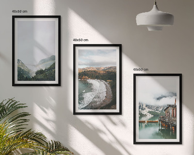Gerahmtes bilderset Berge, Strand, Wolken, Wasser