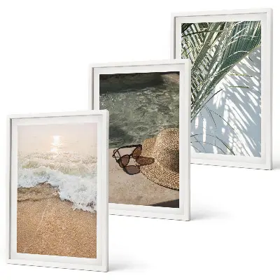 Strandhut und Sonnenbrille 3er-Set Bilder mit Rahmen
