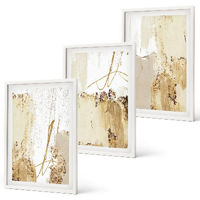Gerahmtes bilderset Abstrakte Muster beige weiß