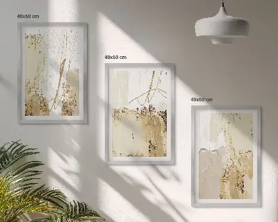 Gerahmtes Bilderset mit abstrakten Mustern in Beige und Weiß