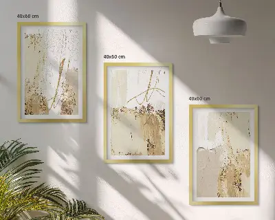 Gerahmtes Bilderset mit abstrakten Mustern in Beige und Weiß