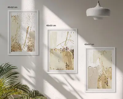Gerahmtes Bilderset mit abstrakten Mustern in Beige und Weiß