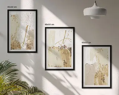 Gerahmtes Bilderset mit abstrakten Mustern in Beige und Weiß
