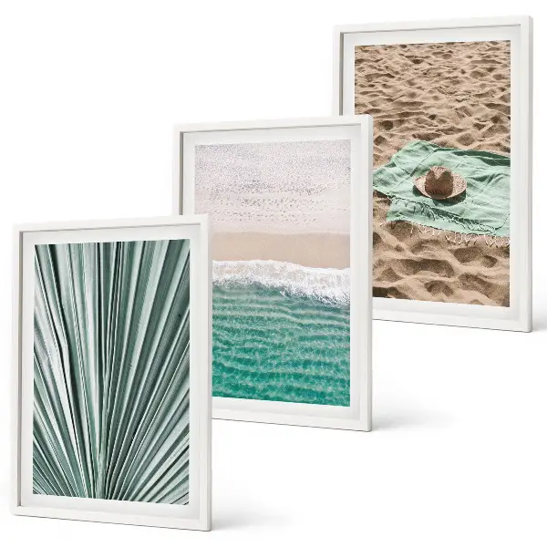 Urlaubsblick Strand Meer 3er-Set Bilder mit Rahmen