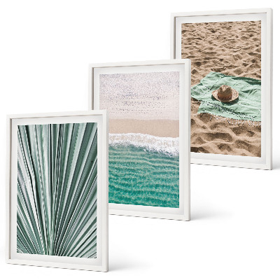 Bilder-3er-set mit rahmen Urlaubsblick Strand Meer