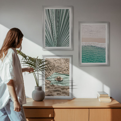 Bilder-3er-set mit rahmen Urlaubsblick Strand Meer