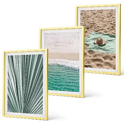 Urlaubsblick Strand Meer 3er-Set Bilder mit Rahmen