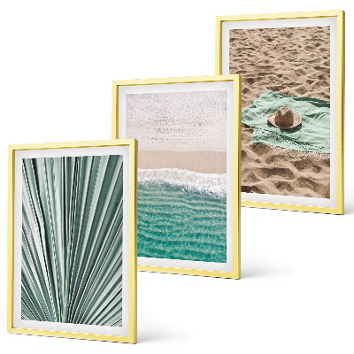 Bilder-3er-set mit rahmen Urlaubsblick Strand Meer