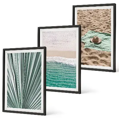 Urlaubsblick Strand Meer 3er-Set Bilder mit Rahmen