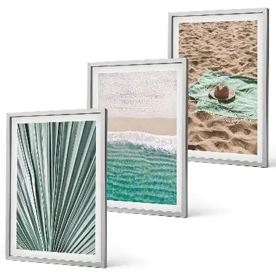 Urlaubsblick Strand Meer 3er-Set Bilder mit Rahmen