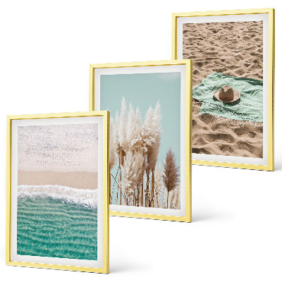 Gerahmtes bilderset Strandwellen Grashut