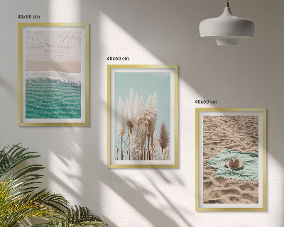 Gerahmtes bilderset Strandwellen Grashut