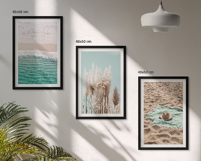 Gerahmtes bilderset Strandwellen Grashut