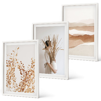 Bilder-3er-set mit rahmen Rustikale Boho-Blumenmotive
