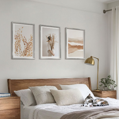 Bilder-3er-set mit rahmen Rustikale Boho-Blumenmotive