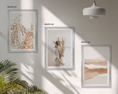 Bilder-3er-set mit rahmen Rustikale Boho-Blumenmotive
