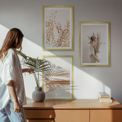 Bilder-3er-set mit rahmen Rustikale Boho-Blumenmotive
