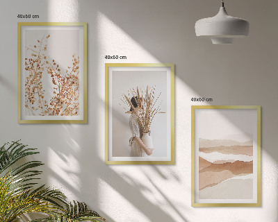 Bilder-3er-set mit rahmen Rustikale Boho-Blumenmotive