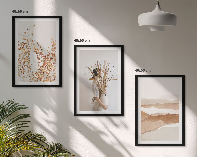 Bilder-3er-set mit rahmen Rustikale Boho-Blumenmotive