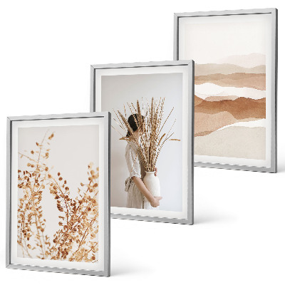 Bilder-3er-set mit rahmen Rustikale Boho-Blumenmotive