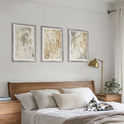 Gerahmtes bilderset Abstrakte Muster in Beige und Grau