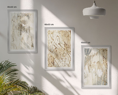Gerahmtes bilderset Abstrakte Muster in Beige und Grau