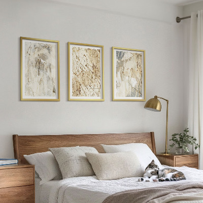 Gerahmtes bilderset Abstrakte Muster in Beige und Grau
