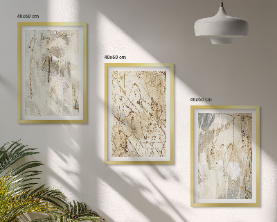 Gerahmtes bilderset Abstrakte Muster in Beige und Grau