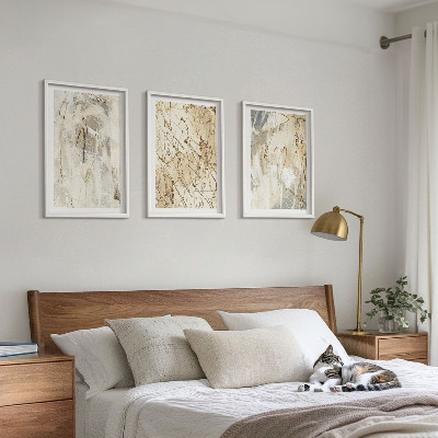 Gerahmtes bilderset Abstrakte Muster in Beige und Grau